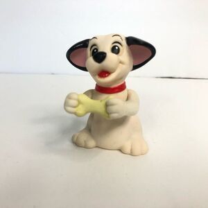 disney 101 dalmatians puppy dog rubber figure holding bone arms move up and down